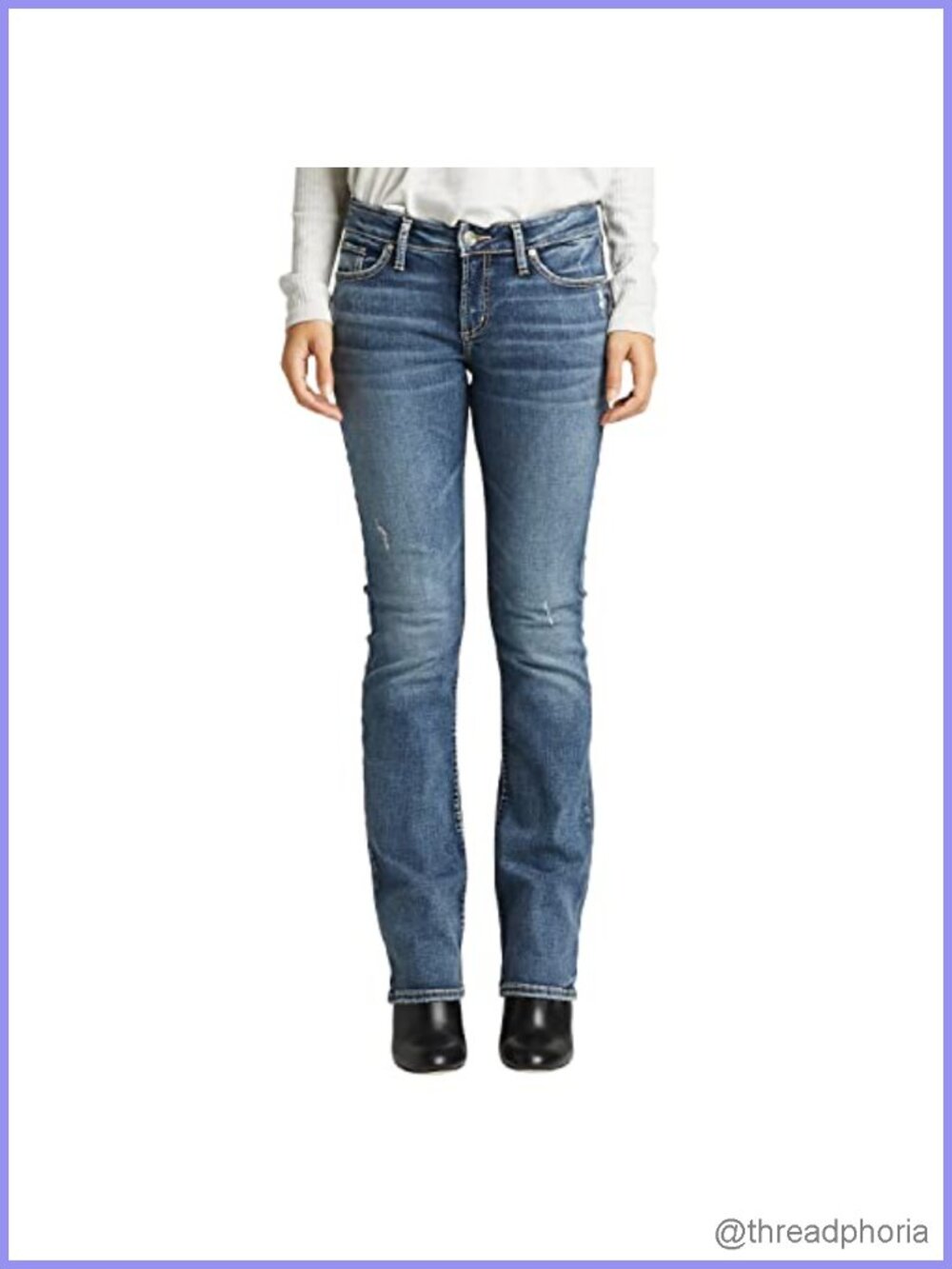 Silver Jeans Co. Elyse Mid Rise Slim Bootcut Jeans Cotton Blend Stretch 33